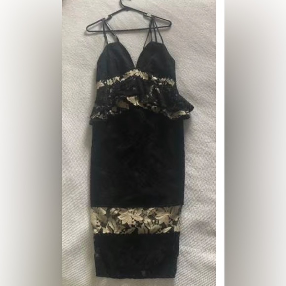 Talulah analog peplum lace body on dress black ivory cocktail Xl 12 analog - Picture 3 of 4